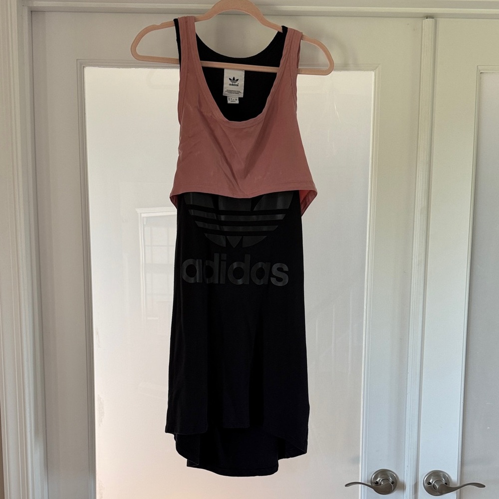 EUC Adidas Women's High Low Boxer Dress in Pink and Black